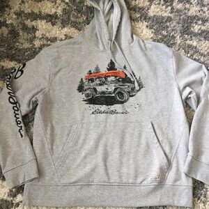 Eddie Bauer Gray Hoodie with Graphic Print XL